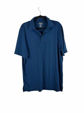 Saks Fifth Avenue Blue Pima Cotton Blend Short Sleeve Polo Shirt XL